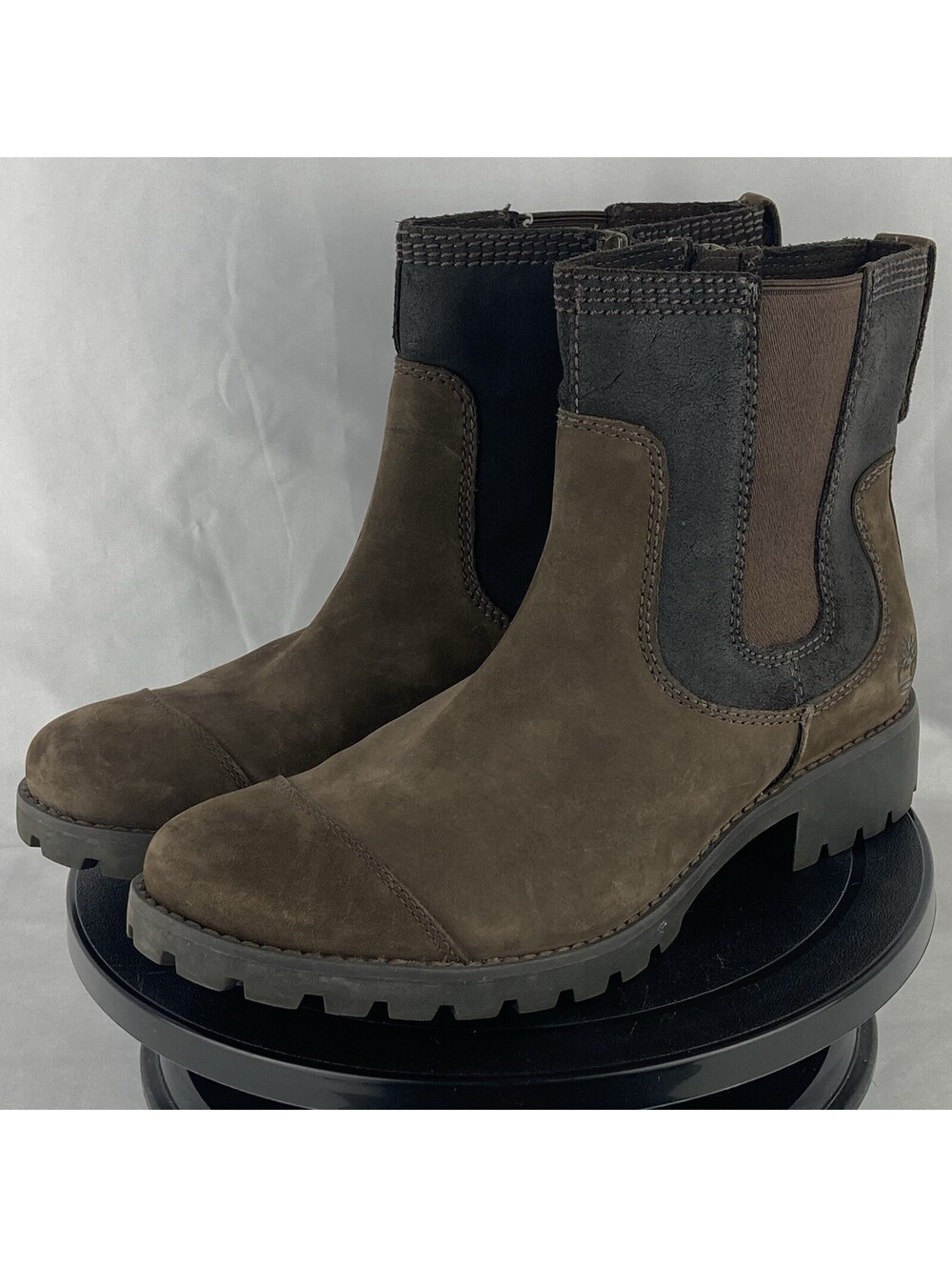 Women’s 9.5 Timberland Earthkeepers Brown Leather Zip Ankle Chelsea Boots 20624M